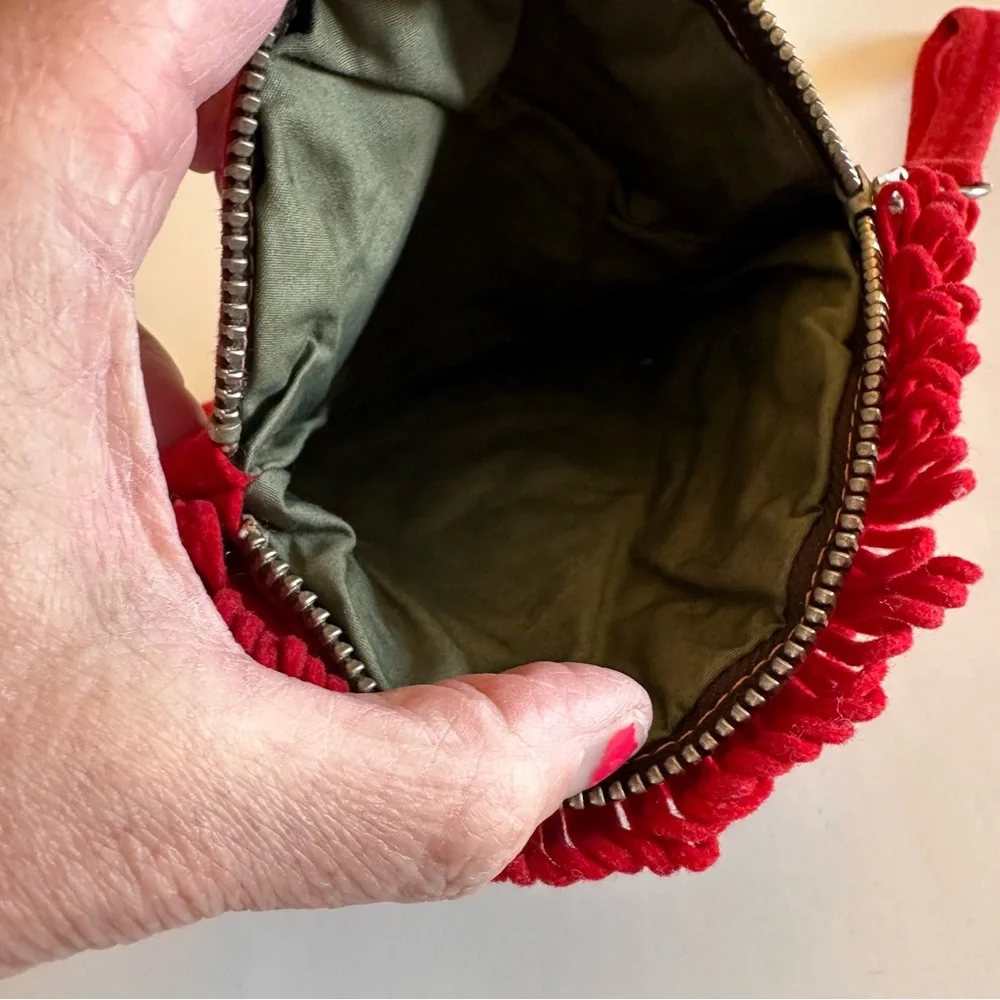 WICKED Poppy Vintage OOAK Round Red Boho Wristlet